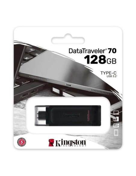 MEMORIA USB 3.2 128GB KINGSTON ON DATA TRAVELER NEGRO PN: DT70/128GB EAN: 740617305371    