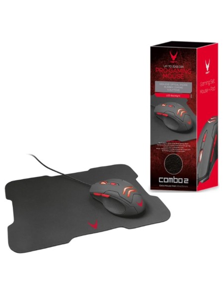 RATON VARR GAMING USB 3200DPI  NEGRO + PAD 295 X 210MM NEGRO PN: VSETMPX4 EAN: 5907595448567   