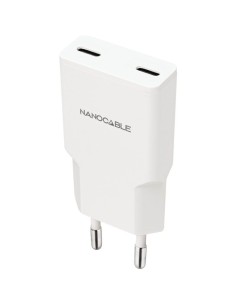 CARGADOR  5V ENCHUFE USB TYPE  C X2 NANOCABLE 20W BLANCO...